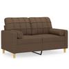 Vidaxl 2-Osobowa Sofa Z Poduszkami, Brązowa, 120 Cm, Tkanina