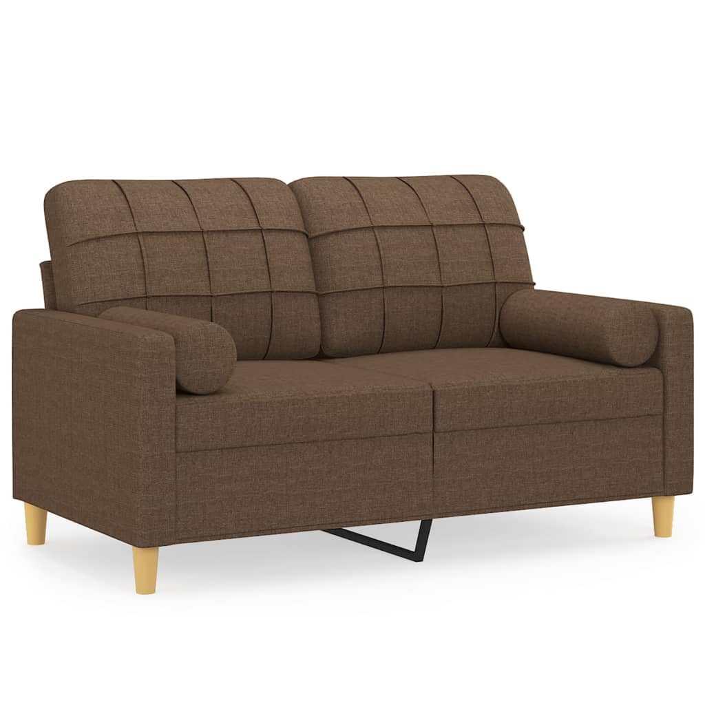 Vidaxl 2-Osobowa Sofa Z Poduszkami, Brązowa, 120 Cm, Tkanina