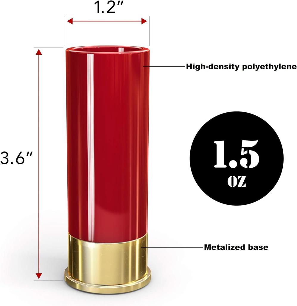 4Pcs 45ml Plastic 12 Gauge Shot Glasses Tequila Lipstick Glass Drinking Cup for Hunting Shooting Bar Glasses Gift Set for Men