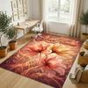 Floral Garden Theme Crystal Velvet Rug Personalized Custom Name Text Soft Floor Mat Home Decor