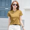 Summer Women's T-shirt Chinese Style Slim Standing Collar Short Sleeve Top