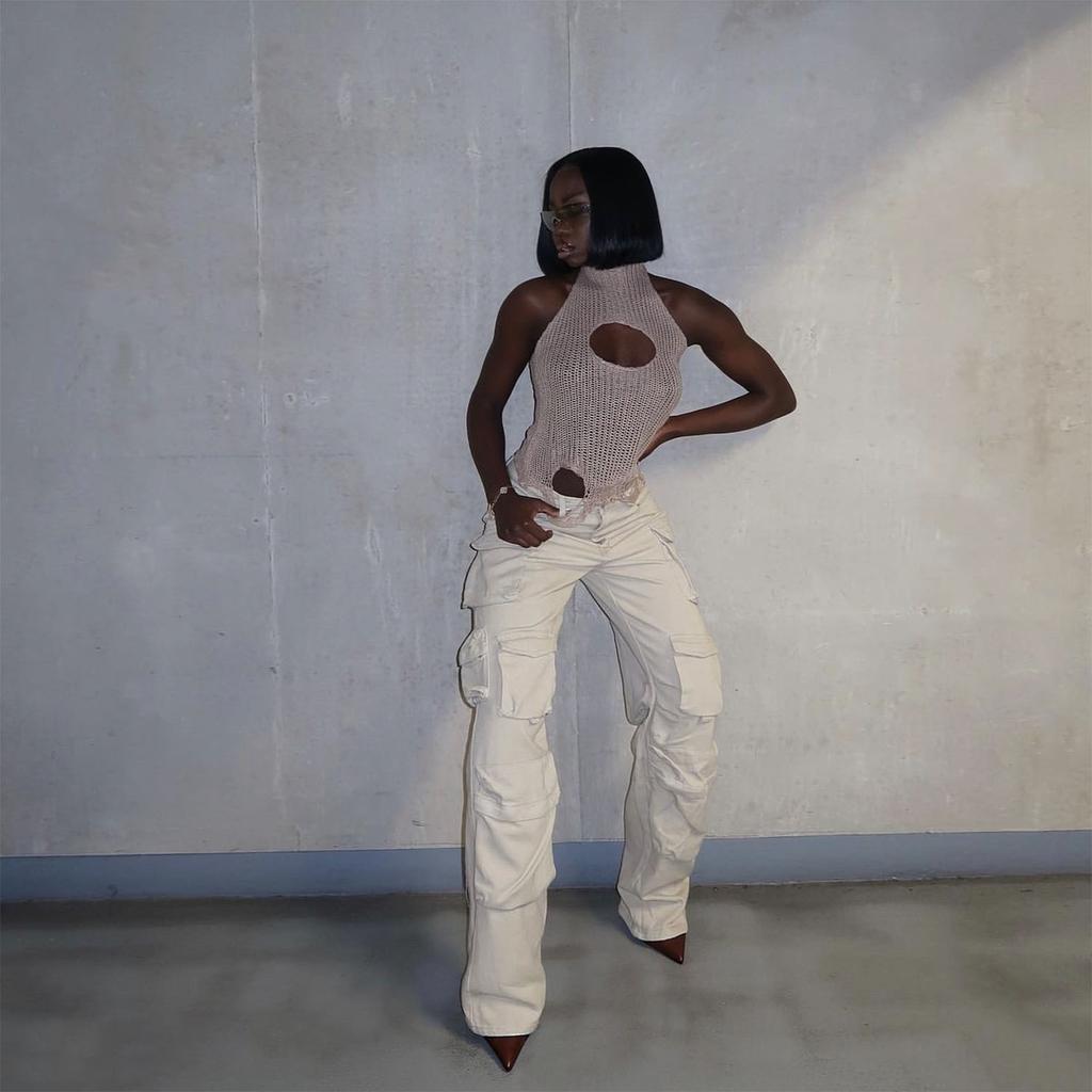 Women's Spring/Summer Woolen Backless Casual Vest Top