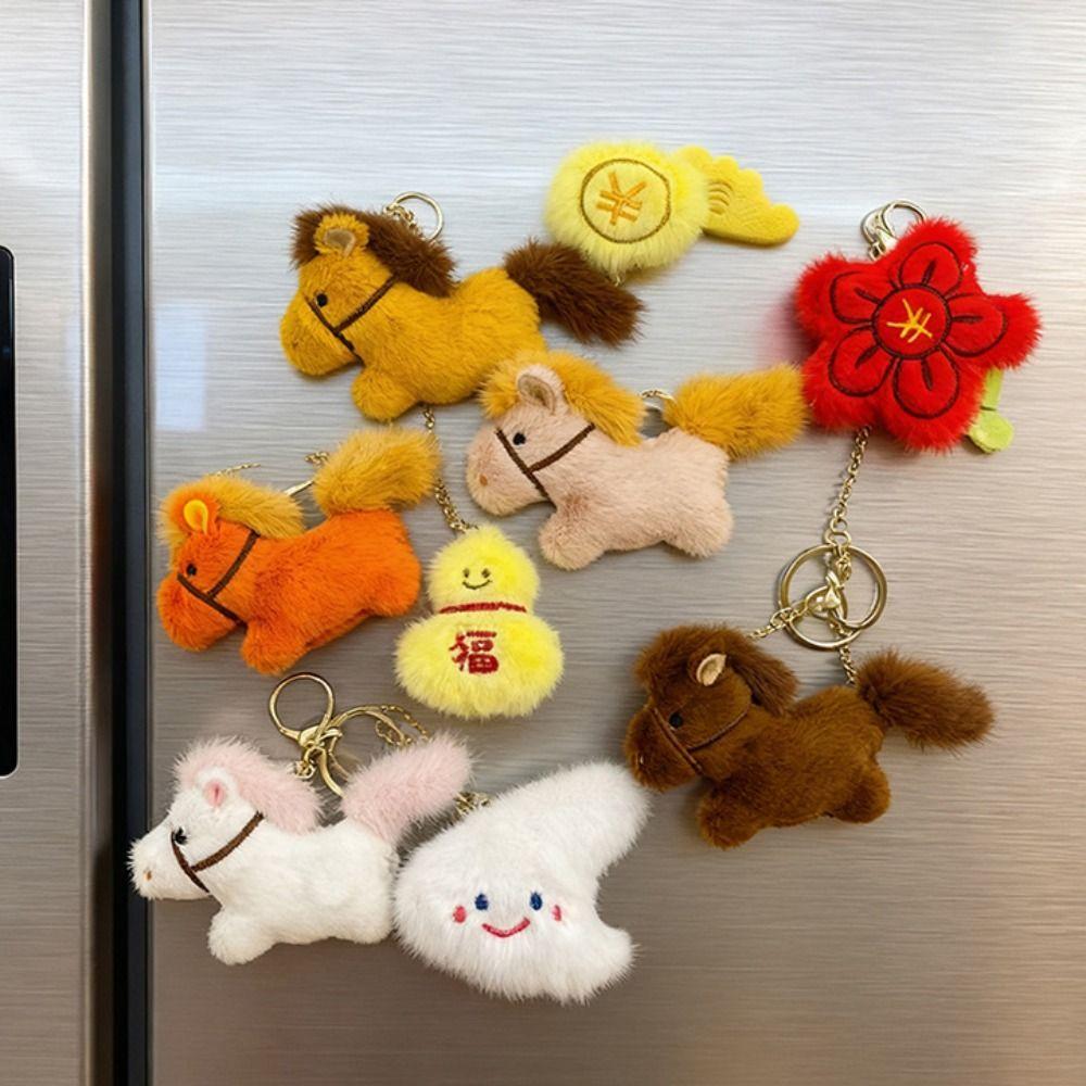 Creative Stuffed Animal Fridge Magnet Mini Plush Horse Doll Pendant Home Decoration
