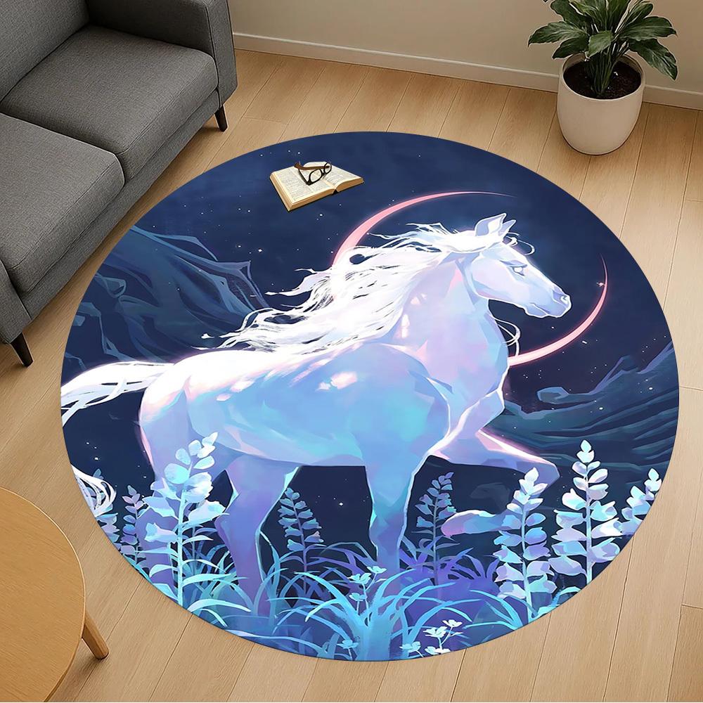 1pc Unicorn Fantasy Round Chair mat office Area Rug - Non-Slip, Floor Mat for Office, Bedroom, and Indoor Decor p127024