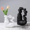 Ceramic Vase Hollowed-out Geometric Twisted Abstract Art Ornaments Flower Vase Flower Arrangement Accessories Home Decoration