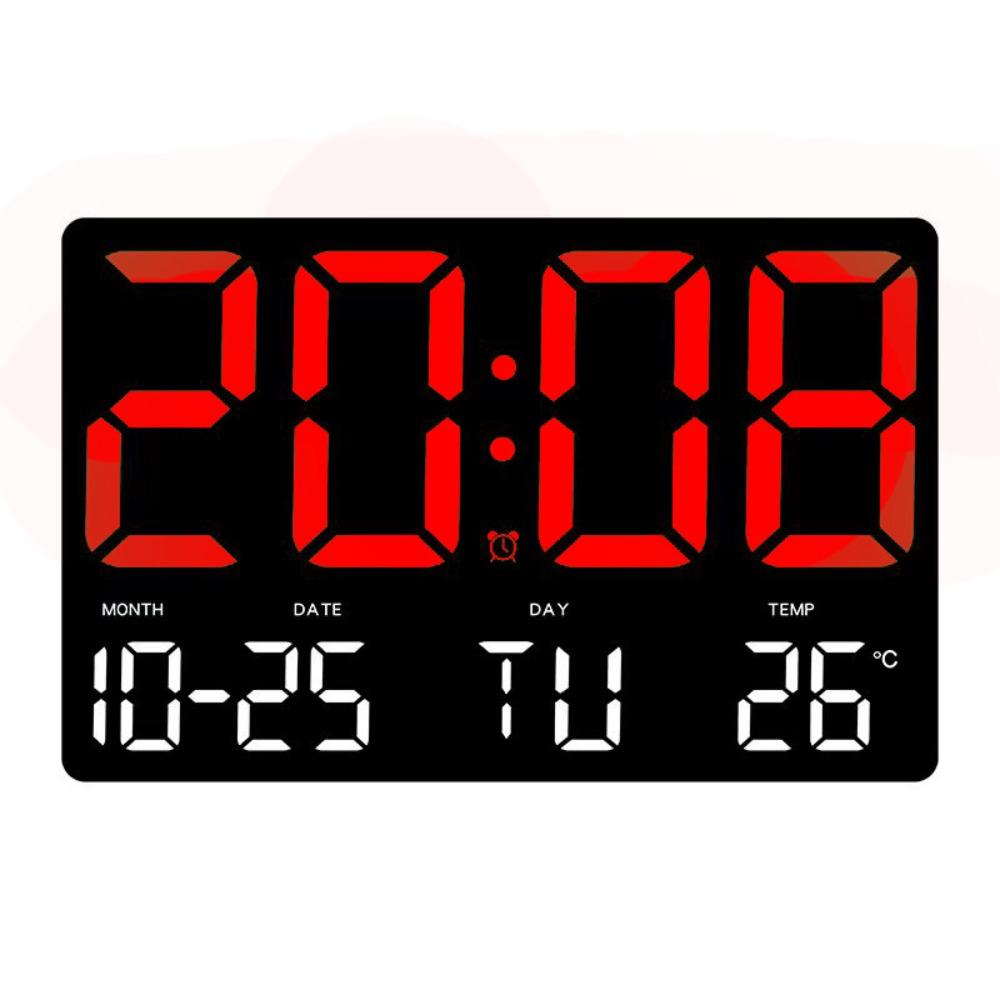 Large Screen Display LED Digital Wall Clock Date Display Remote Control Electronic Alarm Clock 12/24H Format Temperature Display