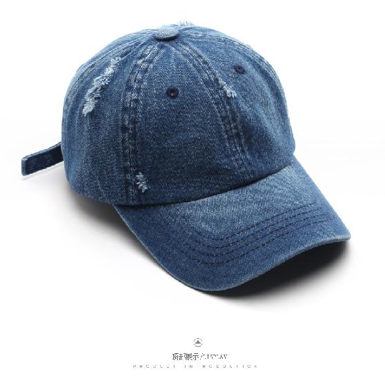 Ripped Denim Baseball Cap, Washed Denim, Outdoor Men's Sun Hat
