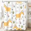 Modern Bathroom Decor Shower Curtain With Cartoon Animal Print White Flower Clouds Pattern For Kids Bathrooms Waterproof Fabric