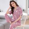 Pure cotton pajamas women's summer short-sleeved trousers two-piece set spring and summer loose casual loungewear can be worn outside
