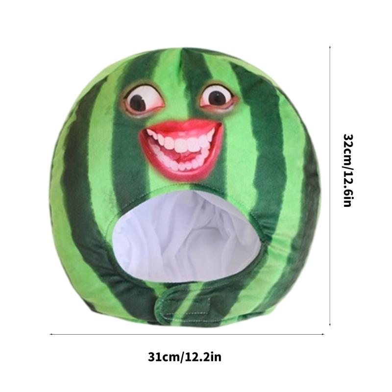 Divertente Cappello a Forma di Anguria per Carnevali Festa Costume Cosplay Evento Morbido Peluche Copricapo Scherzo Per Adulto