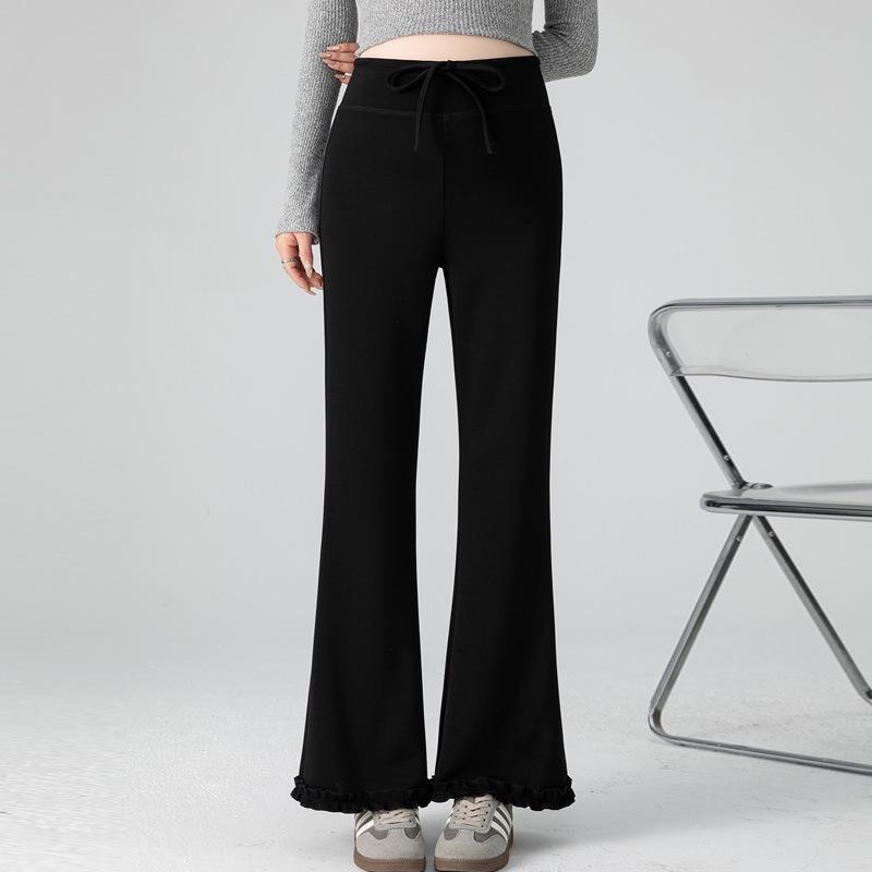 Spring 2026 Lightweight Maternity Knit Pants with Lace Trim M