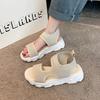 Mode Sportlicher Stil Zehenfrei Flacher Absatz Damen Sandalen 2024 Sommer Slip-On Mesh Rutschfest Atmungsaktiv Designer Sandalen Große Größe