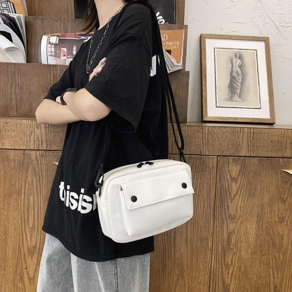 Large Capacity Square Message Bag Causal Sports Shoulder Bag Fashion PU Crossbody Bag  Unisex