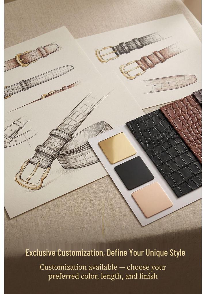 Women's Faux Leather Crocodile Pattern Belt with Pin Buckle for Jeans Decor
