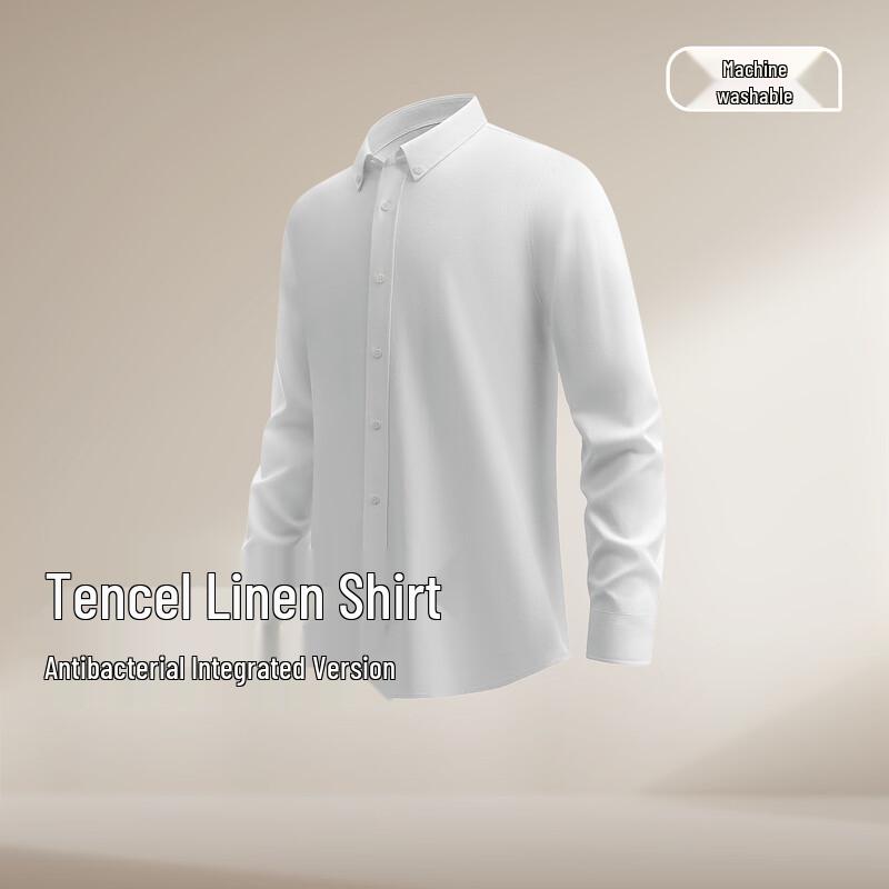 Hodo Men s 3A Antibacterial Tencel Linen Long Sleeve Shirt XXL