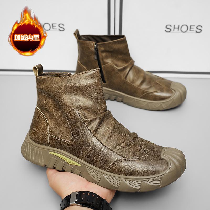 Men's shoes winter 2025 new waterproof, non-slip and wear-resistant tooling shoes trendy versatile shoes men's casual labor insurance shoes
