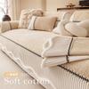 226cm 3-seater Chaise Lounge Sofa Cover Striped Chenille Non-slip Cushion Universal Fit