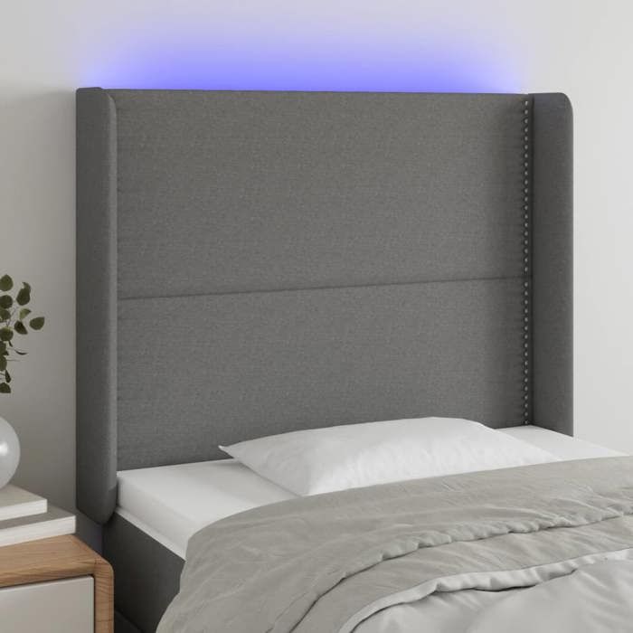 VidaXL LED Headboard Bedroom Furniture Single Bed Accessory Headboard Bed Frame Interior Dark Grey 3123899