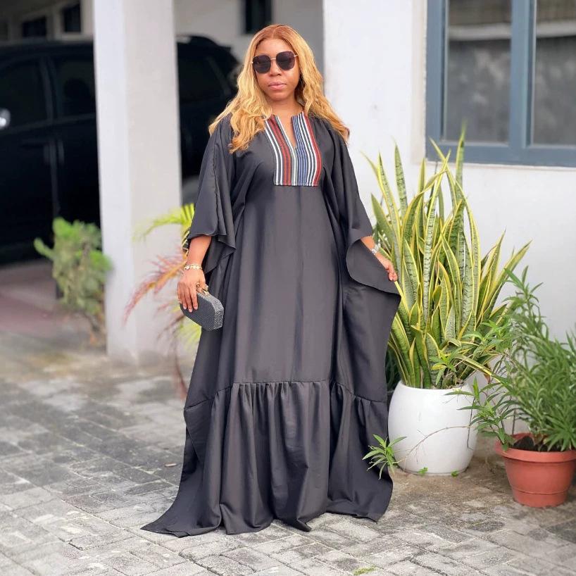 2026 summer new European and American cross-border fashion elegant striped spliced ruffle edge long-sleeved dress