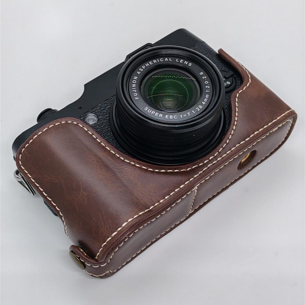 PU Leather Camera Half Case For Fujifilm X10 X20 Fuji X10 X20 Protective Base Bottom Battery Opening Cover