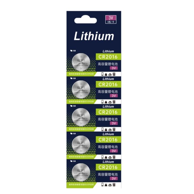 5pcs CR2016 Lithium Button Battery Long Lasting Power Cell Battery For Car Key Remote Controls Electronics Daily Use