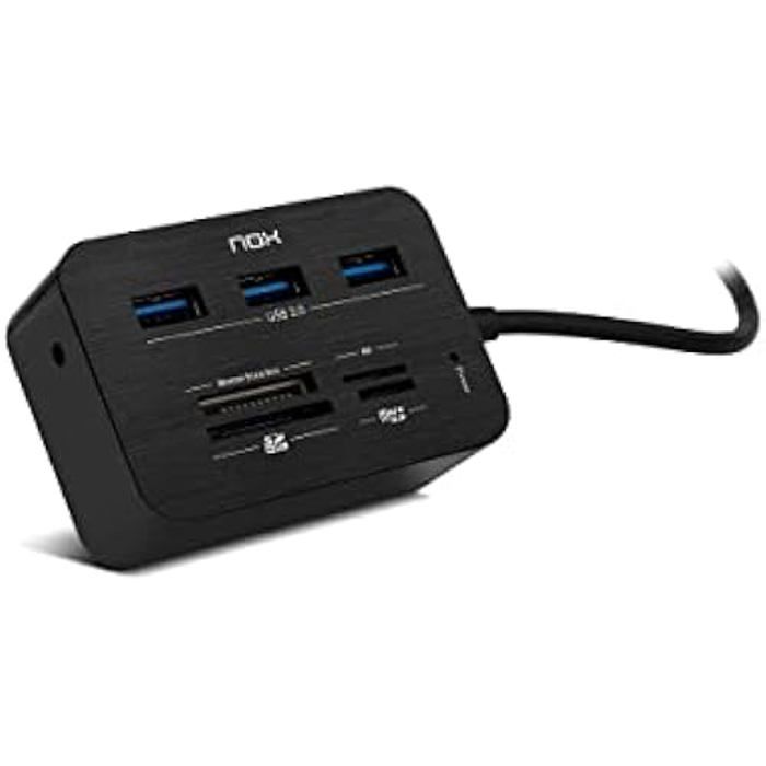 NOX Lecteur De Cartes Complet USB 3 -NXLITERDRONE- USB HUB Et Lecteur De Cartes, Compatible Avec La Plupart Des Cartes, USB 3.0,