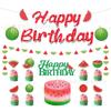 Hawaiian Watermelon Theme Birthday Party Decoration, Happy Baby Birthday Flag Pendant, Watermelon Cake Card