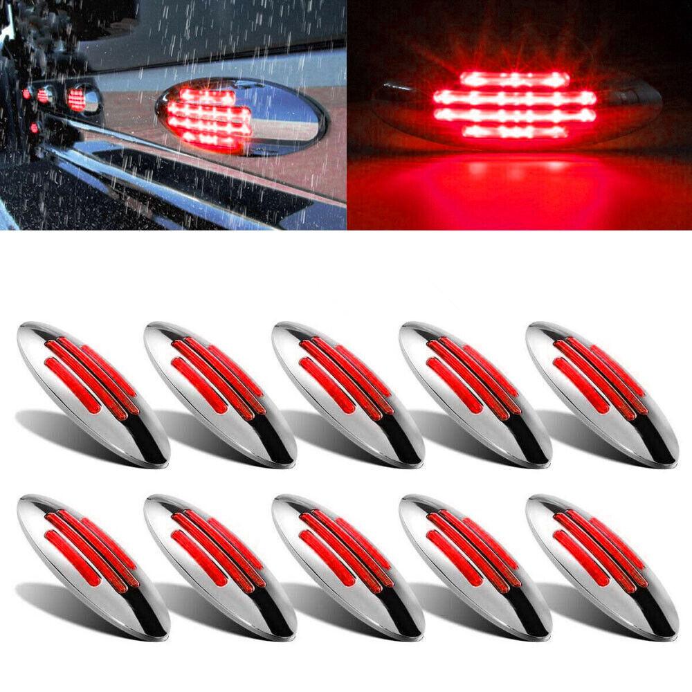 10PCS Truck Marker Side LED Light Turn Signal Light Amber Trailer Lights Truck LED Side Marker Light Chrome Indicator Lamp красный
