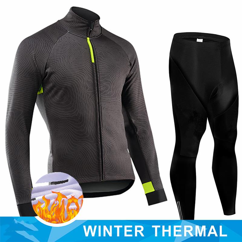 Men 2026 Winter Velvet Warm Cycling Clothing Suit Set Thermal Fleece Bicycle Jersey Set MTB Warm Bike Jersey Set Ropa