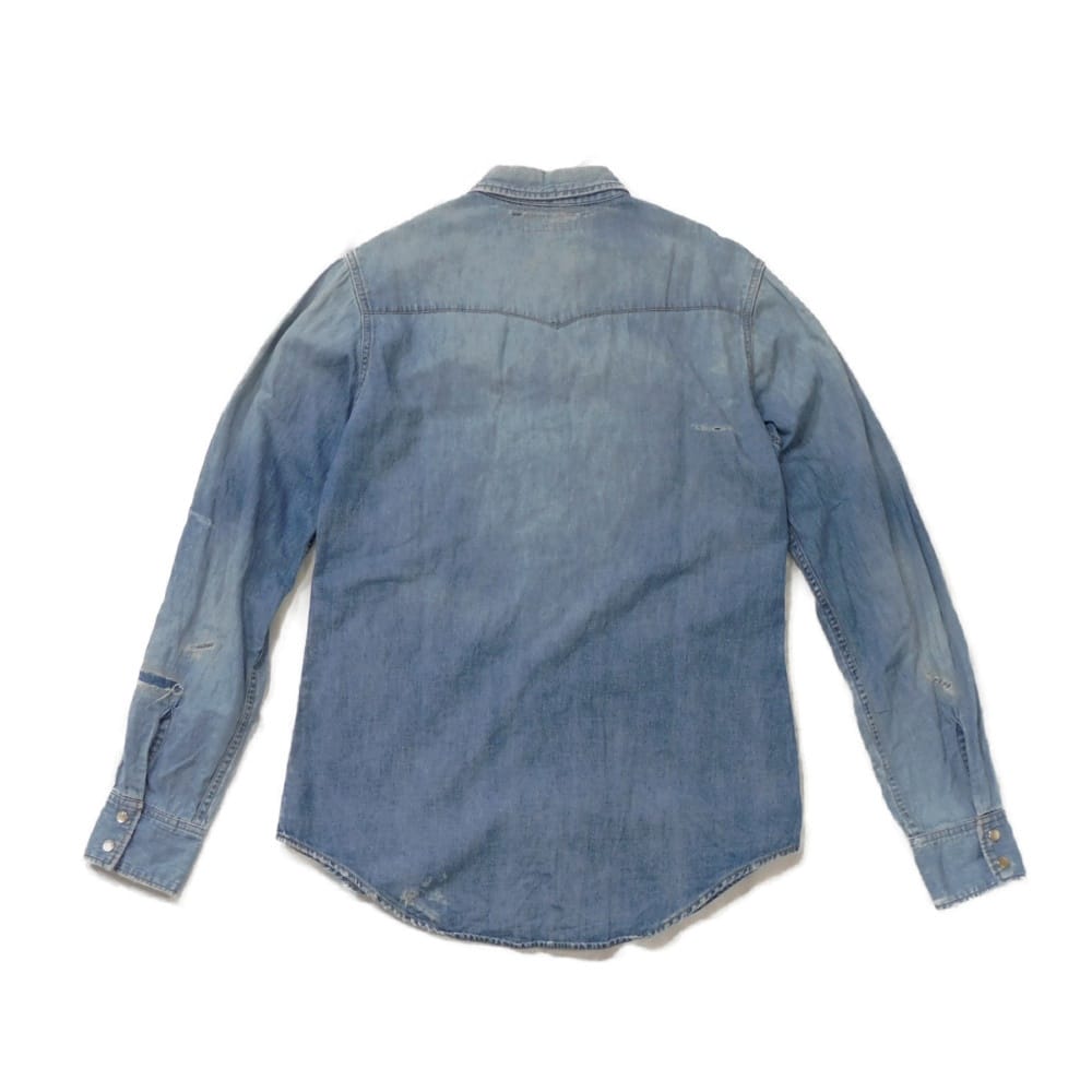 Used 9921 Western Denim Shirt 417374 Y890L 7832 S Crushed 16 Stainless Steel Eddie Era Cotton Washed Blue Men's from