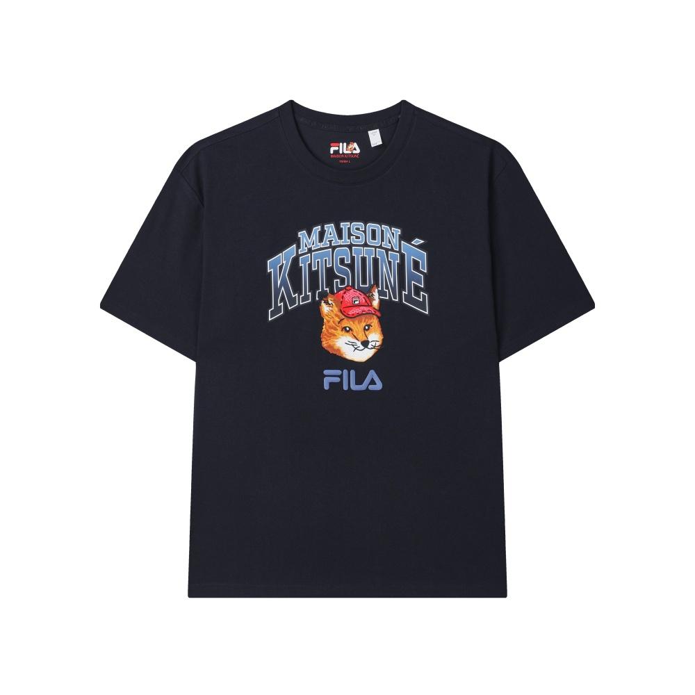 Fila X Maison Kitsune Fox Graphic T-Shirt Unisex Tops Legendary-Blue F11U529102F-NV