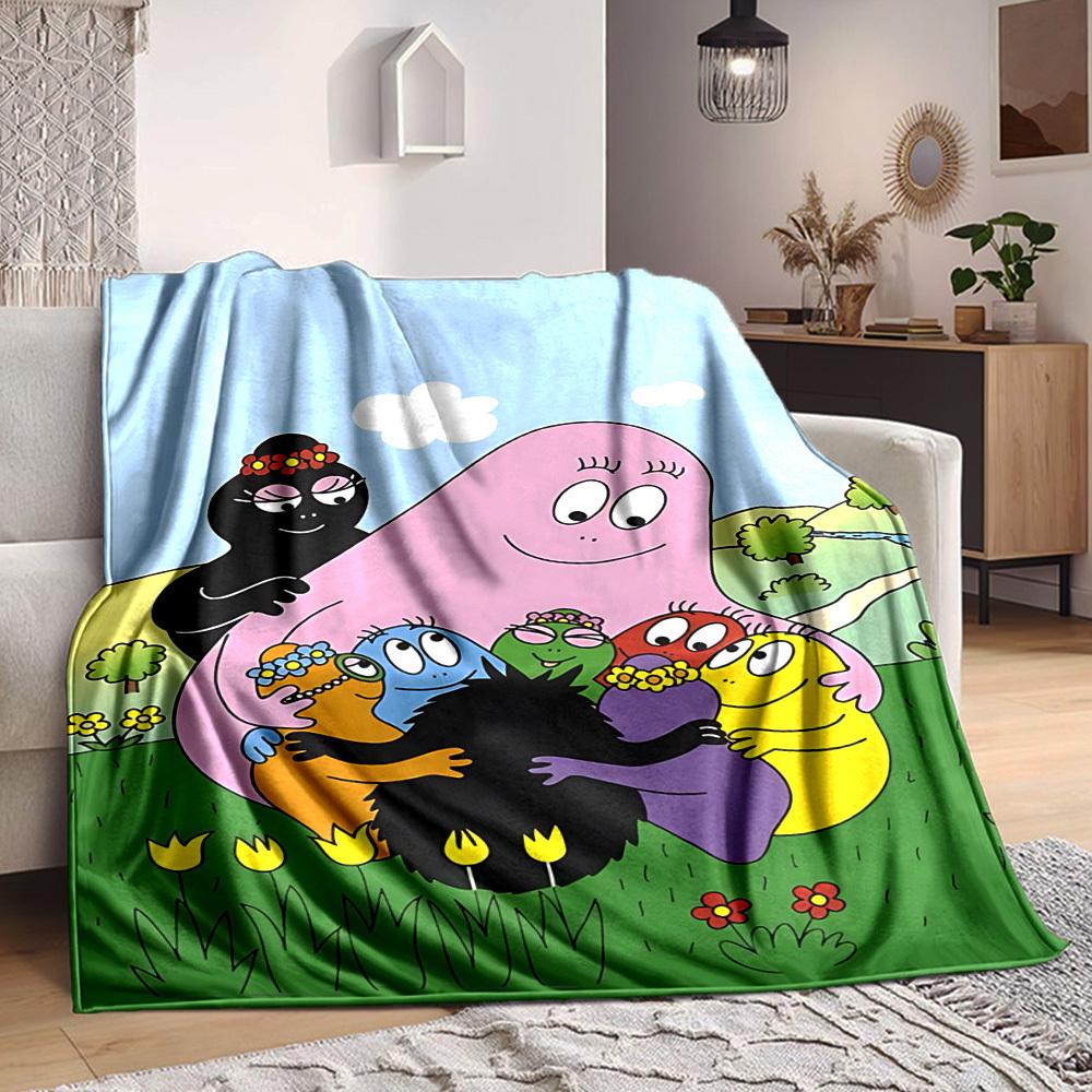 1PC Barbapapa Characters Blanket, Throw For Sofa, Bed, Travel, Camping, Livingroom,