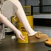 Womens Winter Flat Snow Boots With Bow Detail Genuine Leather Fur-Lined Slip-On Ankle