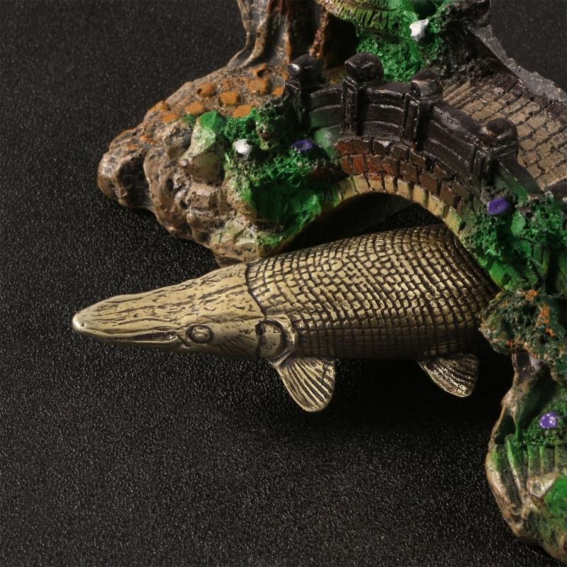 Metal Fish Figurines Animal Statues Alligators Gar Sculptures Collectibles Table Ornament for Office Home Desktop Decors