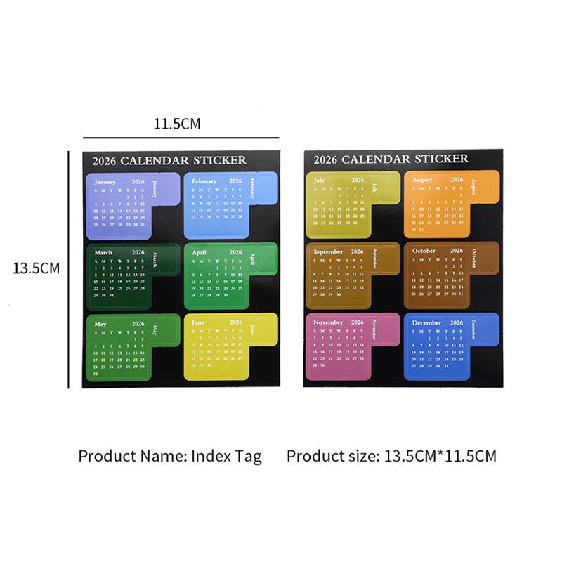 2026 Többszínű Tervező: Öntapadós jegyzettömbök és kreatív öntapadós index matricák