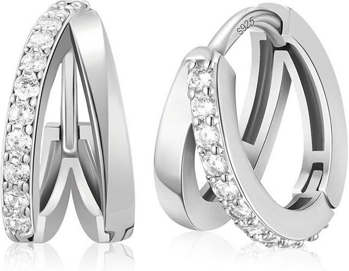 High-End Rainbow Double Ring Diamond Earrings for Women