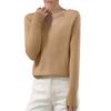 Women's Casual Lace V-Neck Base Layer Knitted Long Sleeve Solid Color Sweater