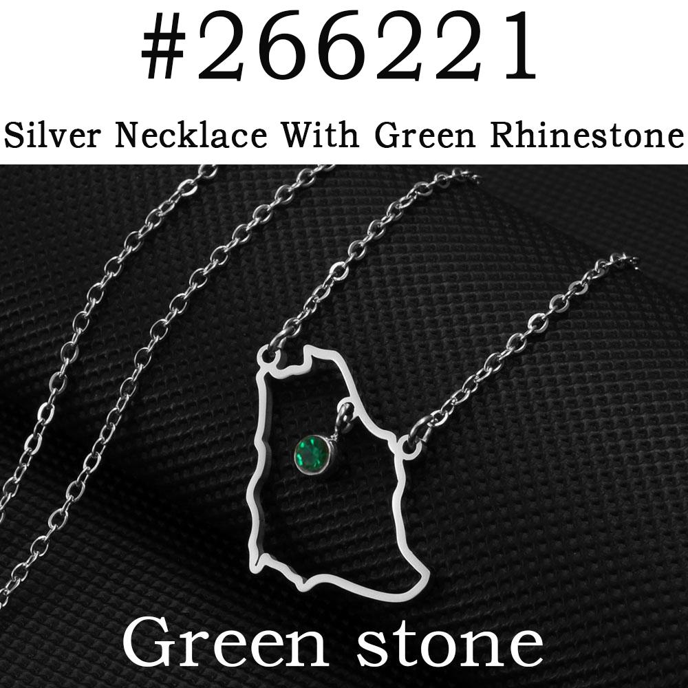 Anniyo Saudi Arabia Map With Green Stone Gold Color Charm Pendant Necklace Kingdom of Saudi Arabia Jewelry Women Girls #266221 50cm add 5cm