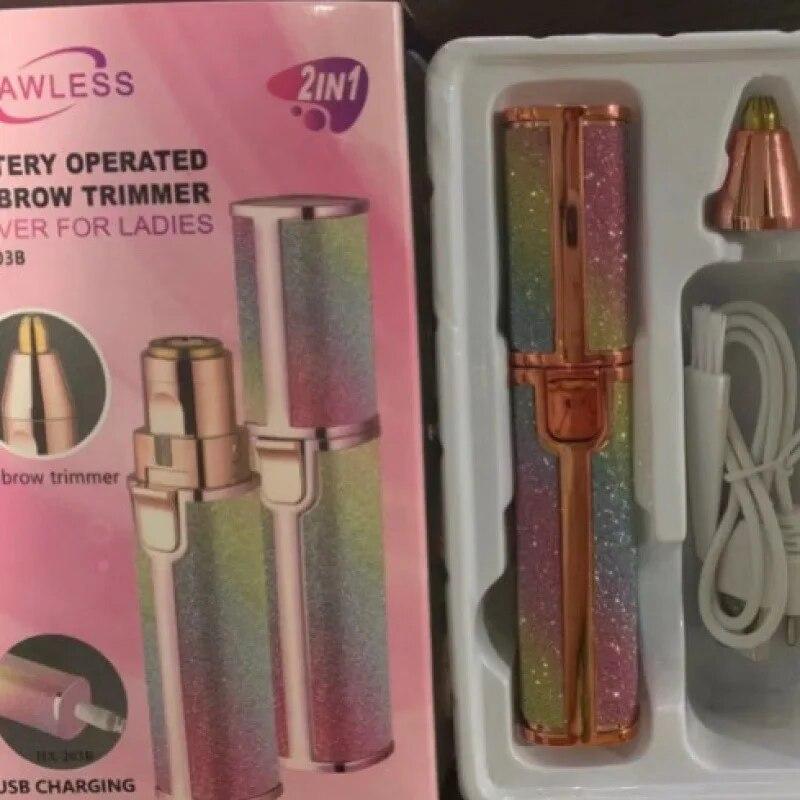 

2 в 1 перезаряжаемая бритва для удаления волос на лице и бровей - лицо, губы, тело, безболезненная бритва для лица со встроенной светодиодной подсветкой USB чёрный