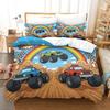 Cartoon Monster Truck Duvet Cover Microfiber All-Season Bedroom Decor Monster Truck Bedding Sets for Kids Teenagers Home Gifts
