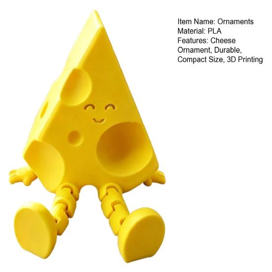 Yousheng Cheese Ornament, with Flexible-Jointed, 3D Printed Desktop Toy, Decompression Anthropomorphic Ornament