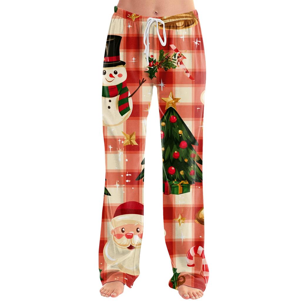 Pantaloni casual de Crăciun pentru femei, fără buzunare, pentru relaxare în vacanță și purtare zilnică