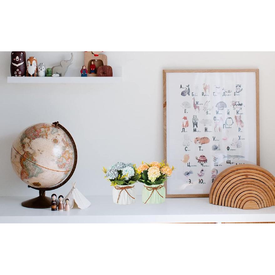 BLOSMON Small Artificial Flowers in Vase 4 Pcs Fake Flowers Centerpieces for Dinning Table Floral Arrangements with Vases Bathroom Accessories Office