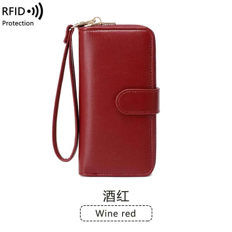 New anti-theft brush women's wallet soft leather multi-card zipper wallet multi-function mobile phone wallet