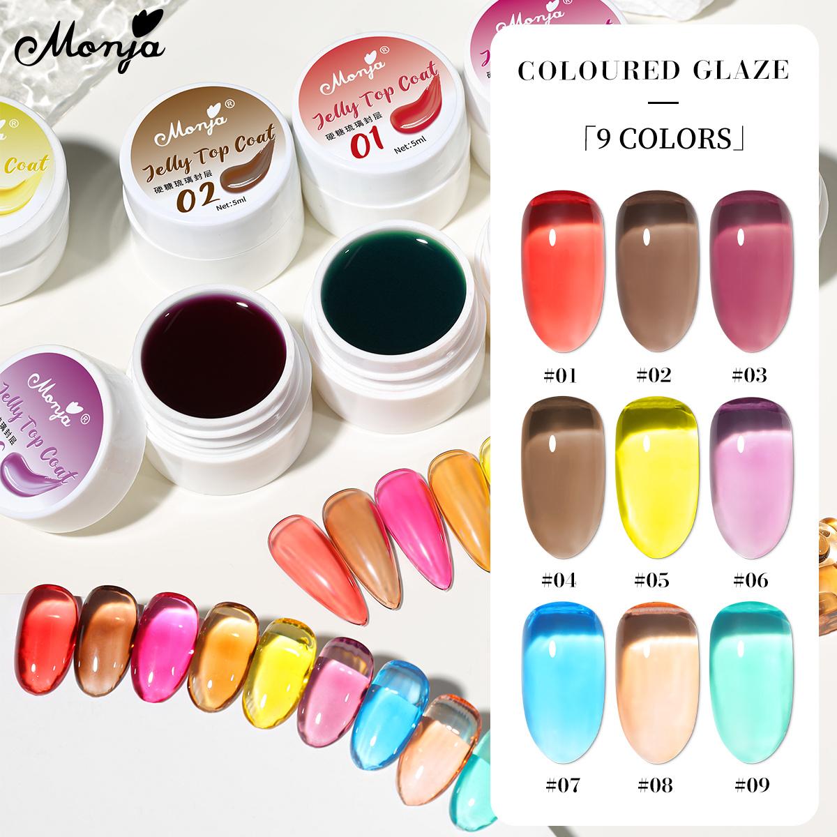 

Monja 2in1 Гель-лак для дизайна ногтей Верхнее покрытие для желеобразной окраски Быстросохнущий, не требующий вытирания УФ-лак для маникюра Лак для дизайна