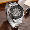 Skeleton Automatic Mechanical Watch Gold Men Watches Stainless Steel Bracelet Sports Luxury Male Clock Chinese Wristwatch AVE