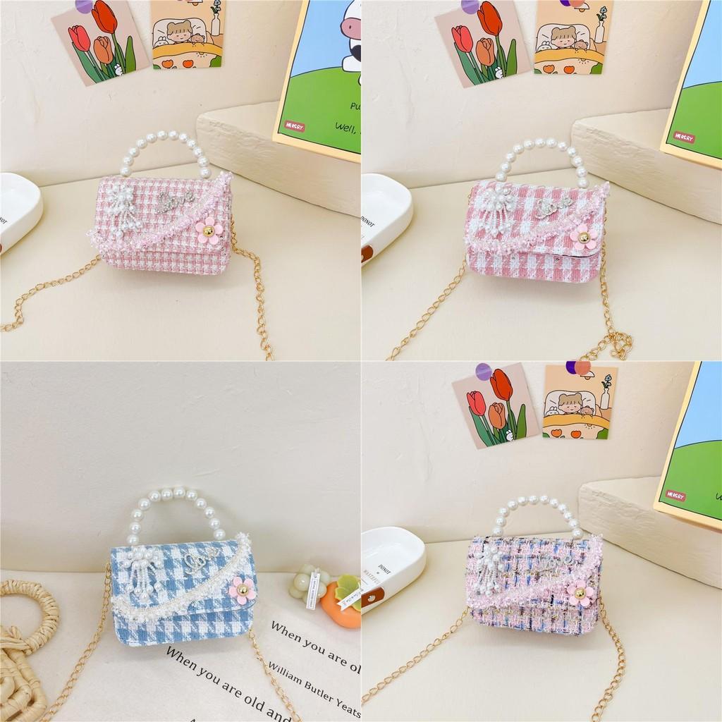 Simulated Pearl Chain Handbag Children Shoulder Bag Outdoor Trendy Crossbody Bag