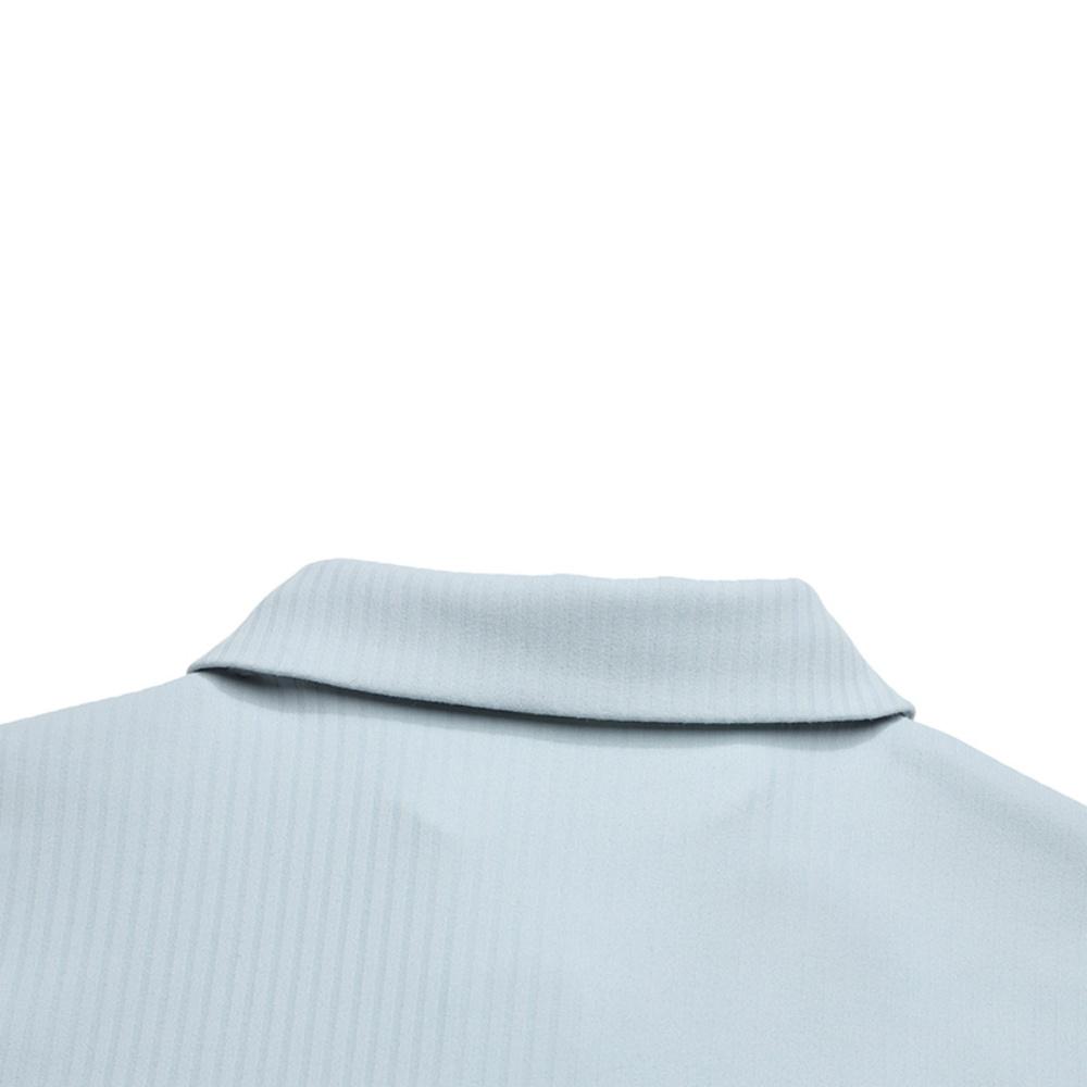 FILA Golf Series Fashionable Simple Casual Sports Training Long Sleeve Polo Shirt Women tops Satin-Gray-Blue A11W545212FLB