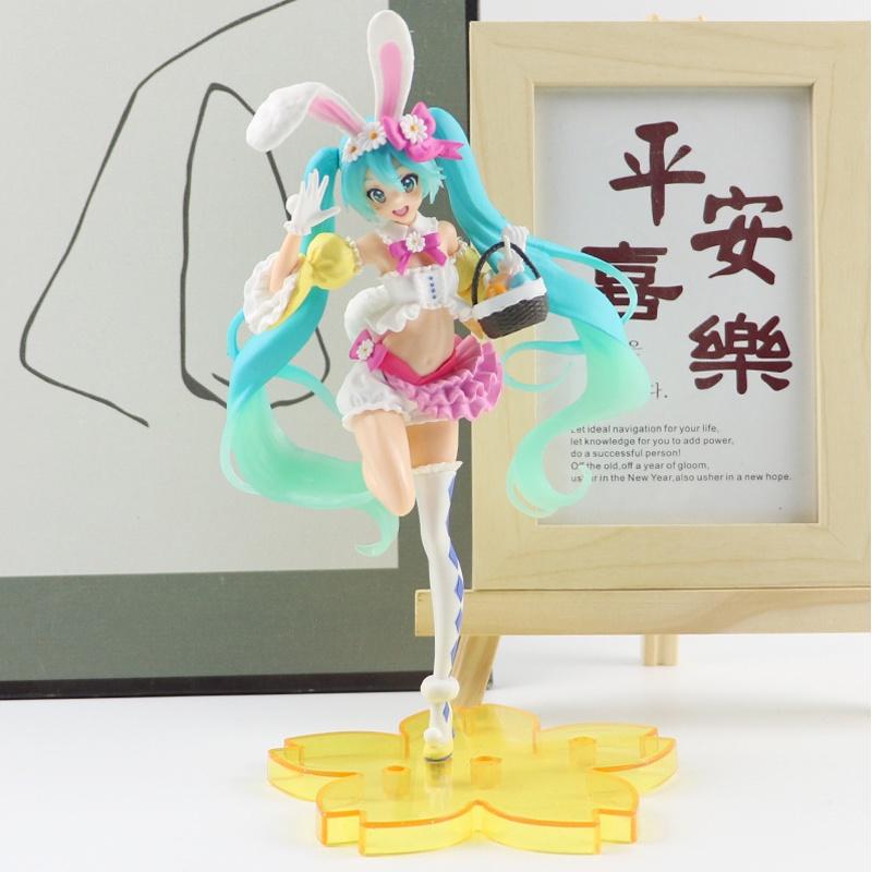 Hatsune Miku Figure Rabbit Ears Spring Ver. Pink Pvc Ornament Gift Collectible 23cm