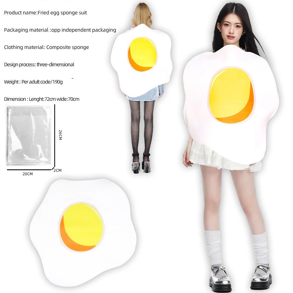 Funny Food Shape Costume Jumpsuit Sponge Novelty Outfit Halloween Carnival Fancy Dress For Party Role‑Play Stage Performance One‑Size